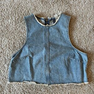 Denim Sleeveless top with Frayed Edges